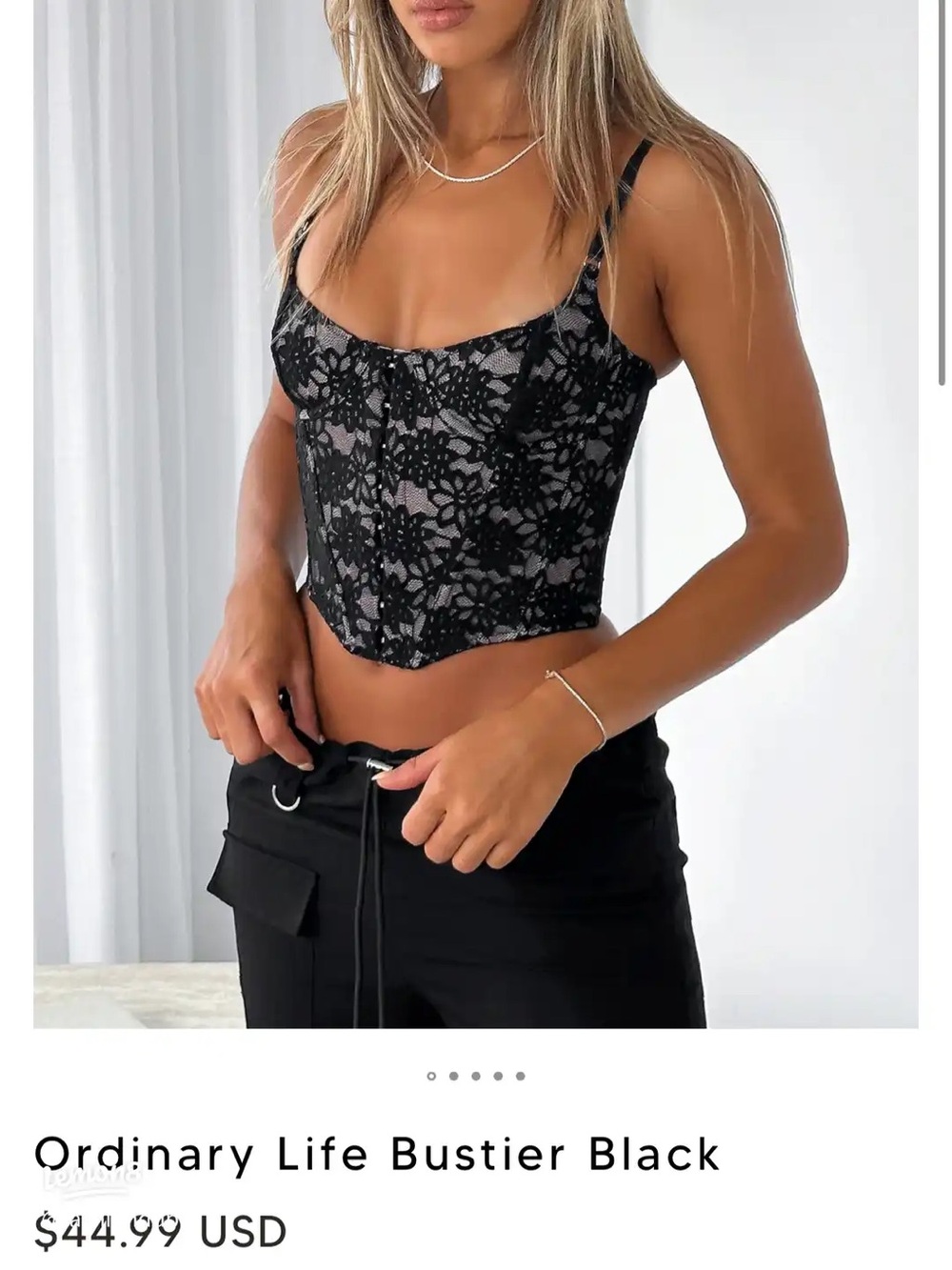 nwt White Fox Boutique Black Lace Bustier Cami cropped top corset M